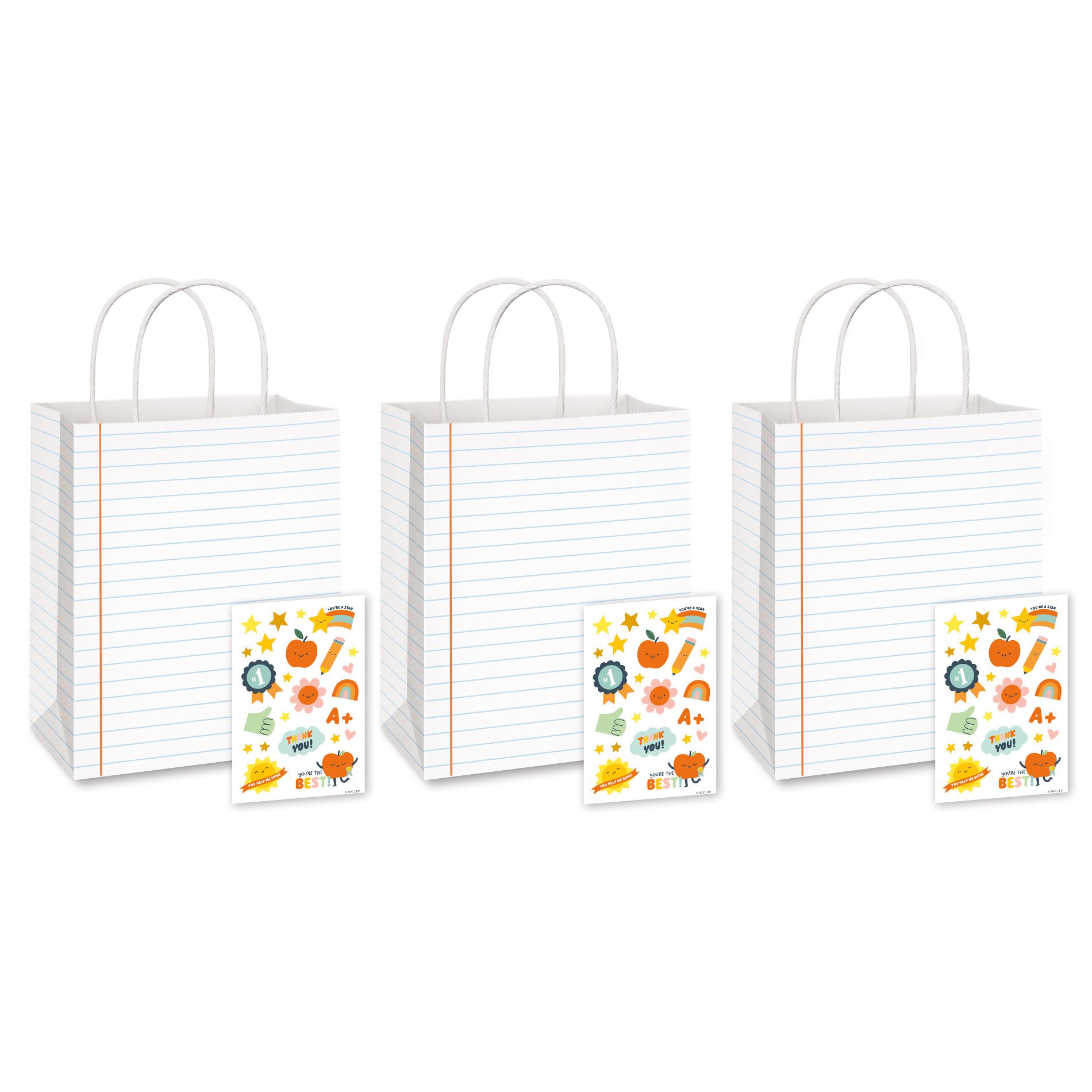 3ct Medium Teacher Appreciation Gift Bag with Stickers, Decorate Me 6"x7.87"