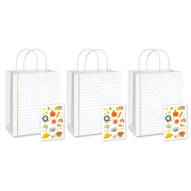 3ct Medium Teacher Appreciation Gift Bag with Stickers, Decorate Me 6"x7.87"