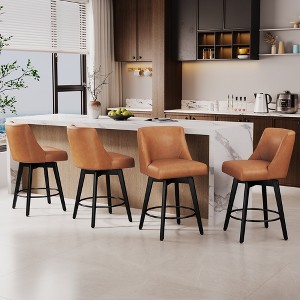 Dyonery 26" Swivel Counter Height Bar Stools with Backrests, Upholstered Seats & Wood Legs for Kitchen Island - 1 of 4