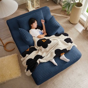 AENKYO Oversized Corduroy Sleeper Sofa Bed & Cloud Lounge Chair, Deep Seat, Armrests, 2 Pillows | Boneless Upholstered Chaise for Indoor Comfort - 1 of 4