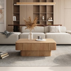 GDFStudio Joy Modern Fluted Lift-top Coffee Table with Hidden Storage - 1 of 4