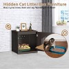 LunaLulinlk brown 20-inch pet house with hidden litter box fence and medium-density fiberboard side table - 3 of 4