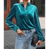 Women's Frilled Neck Buttoned Front Velvet Top - dear lover - 2 of 4