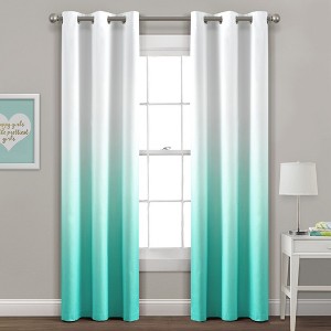 Home Boutique Mia Ombre Insulated Grommet Blackout Window Curtain Panels Aqua 38X95 Set - 1 of 1