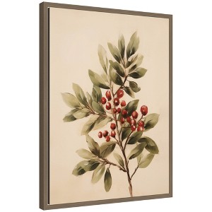 Kate & Laurel All Things Decor Sylvie Framed Canvas Red Berry Botanical by the Creative Bunch Studio - 1 of 4