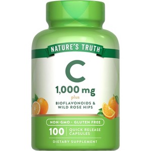 Nature's Truth Vitamin C 1000mg | 100 Capsules | with Wild Rose Hips & Bioflavonoids - 1 of 4