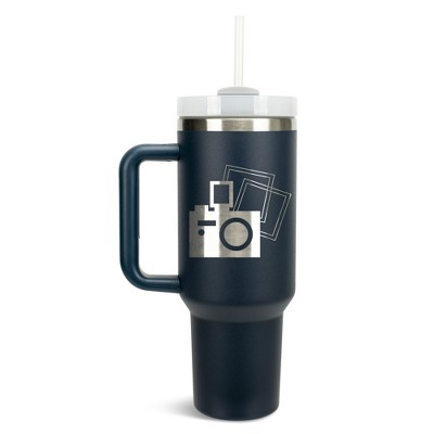 Elanze Designs Vintage Polaroid Camera Photography 40 oz. Stainless Steel, Large Water Bottle Coffee Mug, Spill & Leak Resistant, Thermal Travel