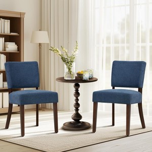 Set of 2 Mid-Century Modern Upholstered Dining Chairs with Wood Legs, Fabric Kitchen Side Chairs with Back for Dining Room or Restaurant - 1 of 4
