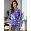 Allegra K Women's Point Collar Long Button Sleeve Button Down Floral Shirt - 2 of 4