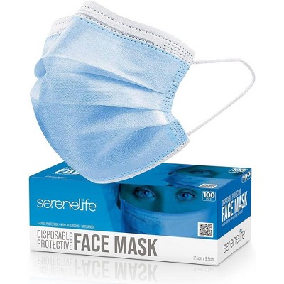 SereneLife 3 Layer Disposable Face Mask