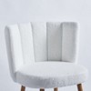 Zeus & Ruta Modern Dining Chair Set Of 2 with Iron Tube Wood Color Legs, Shorthair Cushions and Comfortable Backrest, White - 3 of 4