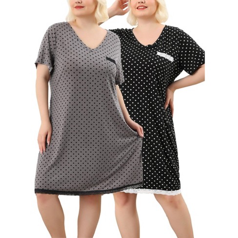 Casual Nights Women’s Short Sleeve Polka Dot & Lace Nightgown – Peach, 4X-Large