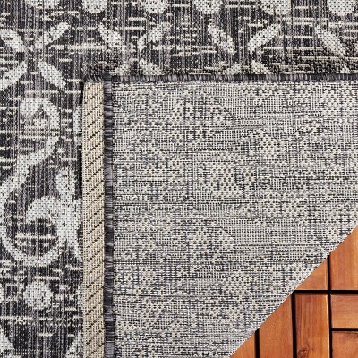 Black and Grey Geometric Indoor/Outdoor Area Rug