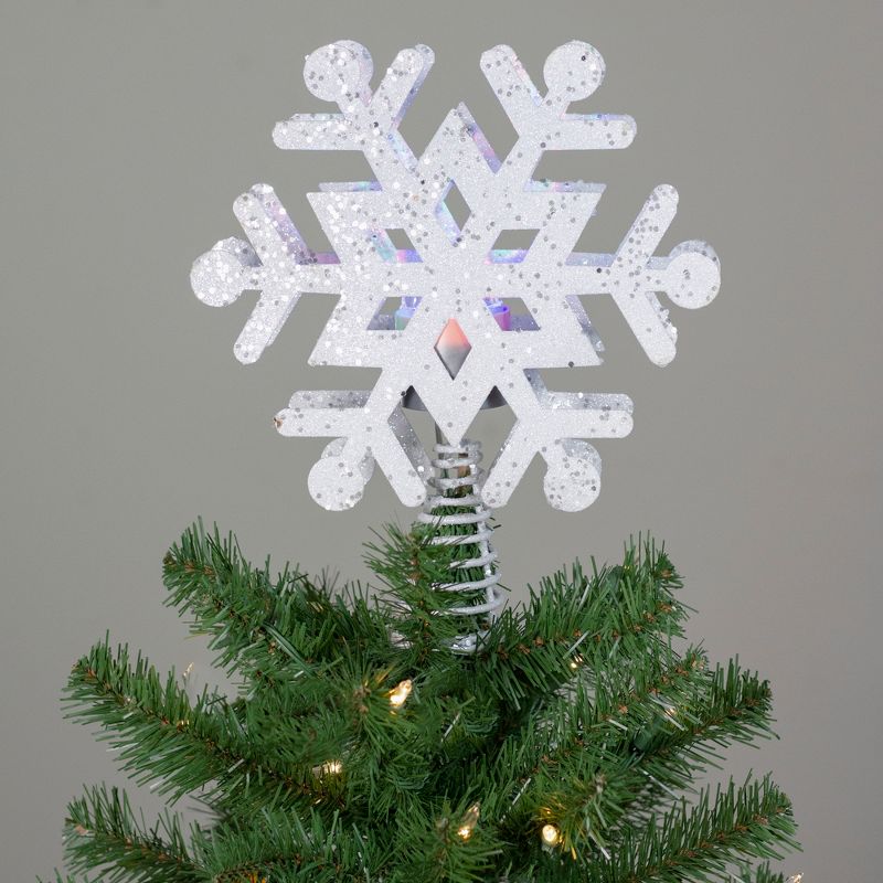 Northlight 12" Lighted White Snowflake Christmas Tree Topper - Multicolor Lights, 5 of 7
