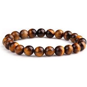 8mm Beaded Bracelets with Natural Gemstones for Women & Men, Elastic Adjustable Protection Crystal Bracelet - 1 of 4