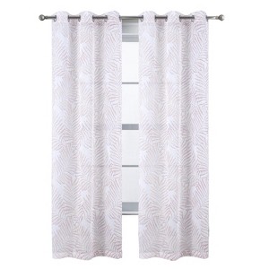 RT Designers Collection Faye Grommet Metallic Sheer Printed Doily Curtain Panel Rose - 1 of 4