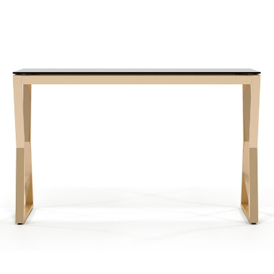 Lindria Sofa Table with Tempered Glass Top Gold - miBasics