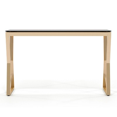 Lindria Sofa Table with Tempered Glass Top Gold - miBasics