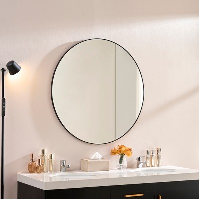 Grungis Rectangle Wall Mirror for Bathroom,Vanity Farmhouse Corner Hangs Mirror with Metal Framed Corner for Bedroom Living Room