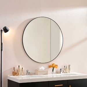 Grungis Rectangle Wall Mirror for Bathroom,Vanity Farmhouse Corner Hangs Mirror with Metal Framed Corner for Bedroom Living Room - 1 of 4