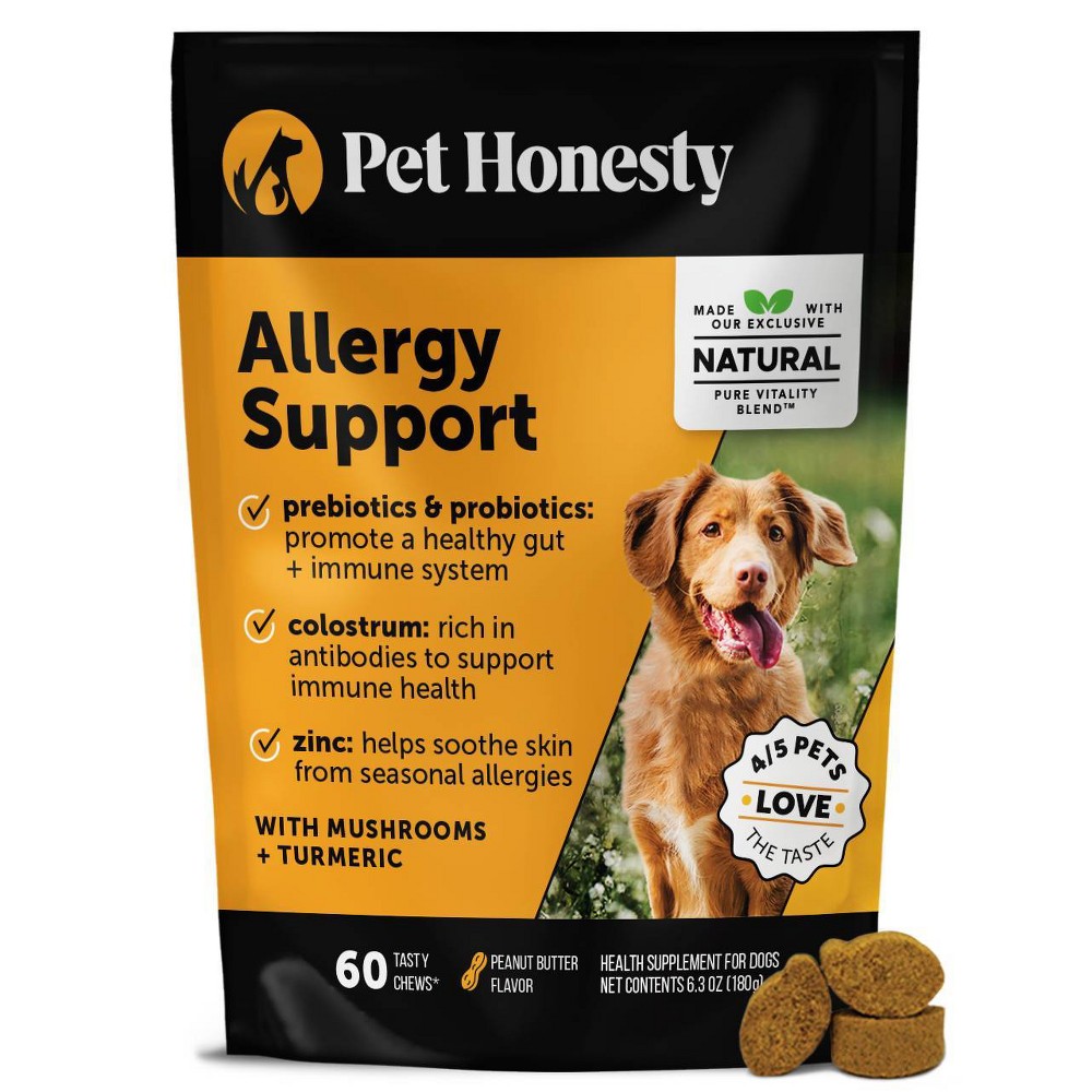 Photos - Dog Medicines & Vitamins Pet Honesty Allergy Support Peanut Butter Flavor Supplement for Dog - 60ct 