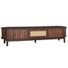 YOOCOZZ TV Stand for 75" TVs with Rattan-Front Drawer and 2 Sliding-Door-Dark Brown - 2 of 4
