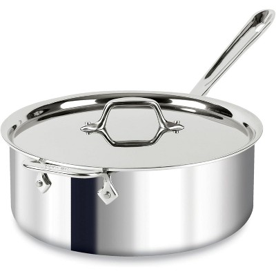 All-Clad D3 3-Ply Stainless Steel Saute Pan 6 Quart Induction Oven Broiler Safe 600F Pots and Pans, Cookware Silver