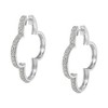 Haus of Brilliance Silver 1.0 cttw Diamond 4 Leaf Clover Shape Hoop Earrings - 4 of 4