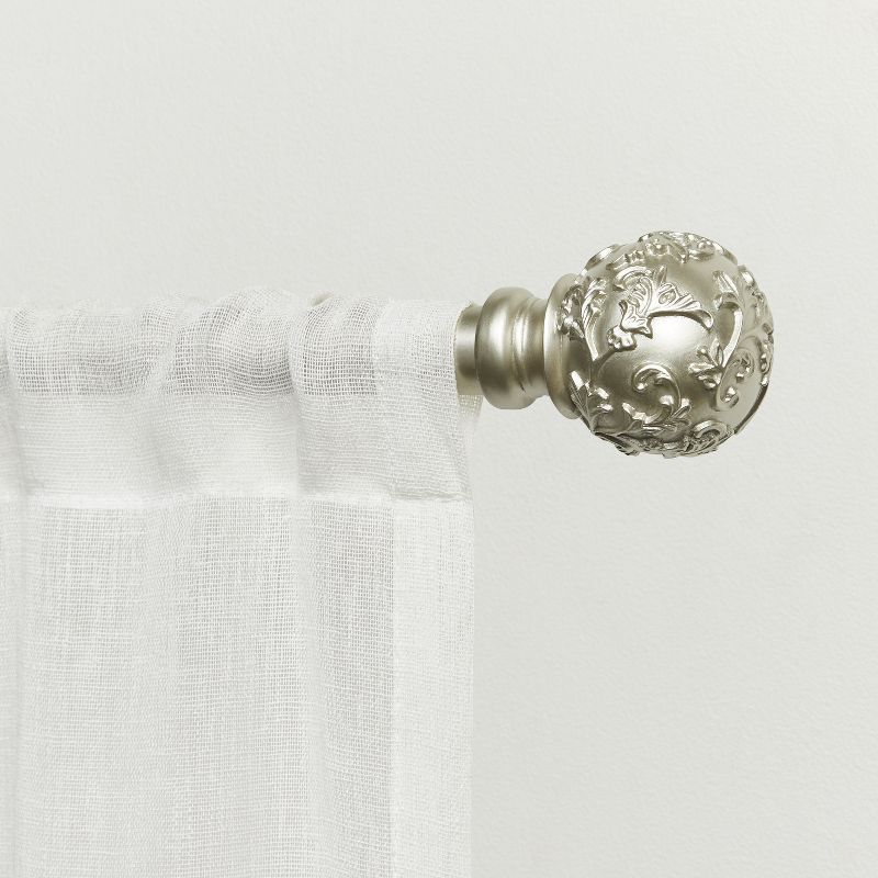 Exclusive Home Vine 1" Indoor/Outdoor Curtain Rod and Finial Set, Matte Silver, Adjustable 84"-160", 1 of 4