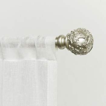 Exclusive Home Vine 1" Indoor/Outdoor Curtain Rod and Finial Set, Matte Silver, Adjustable 84"-160"