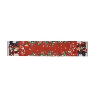 Unique Bargains Christmas Table Runner Three Puppies Polyester Red Green 71x14 Inch 1 Pc