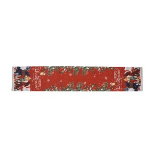 Unique Bargains Christmas Table Runner Three Puppies Polyester Red Green 71x14 Inch 1 Pc - 1 of 4