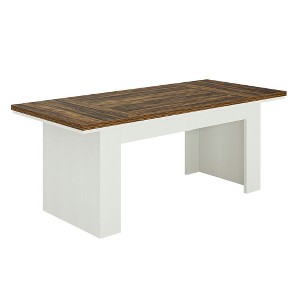 Resenkos Computer Desk, Office Desk, Study Desk,63" Executive Desk, Modern Computer Desk Study Home Office Table,Rustic Brown & White - 1 of 4