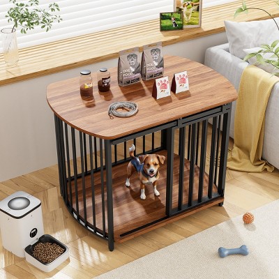 31"W Dog Crate Furniture For Small Medium Dog,Wooden Dog Kennel Indoor,Decorative Pet House For Small Dogs -Maison Boucle