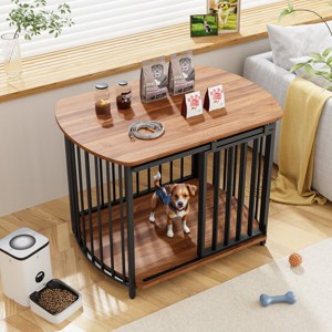 31"W Dog Crate Furniture For Small Medium Dog,Wooden Dog Kennel Indoor,Decorative Pet House For Small Dogs -Maison Boucle - 1 of 4