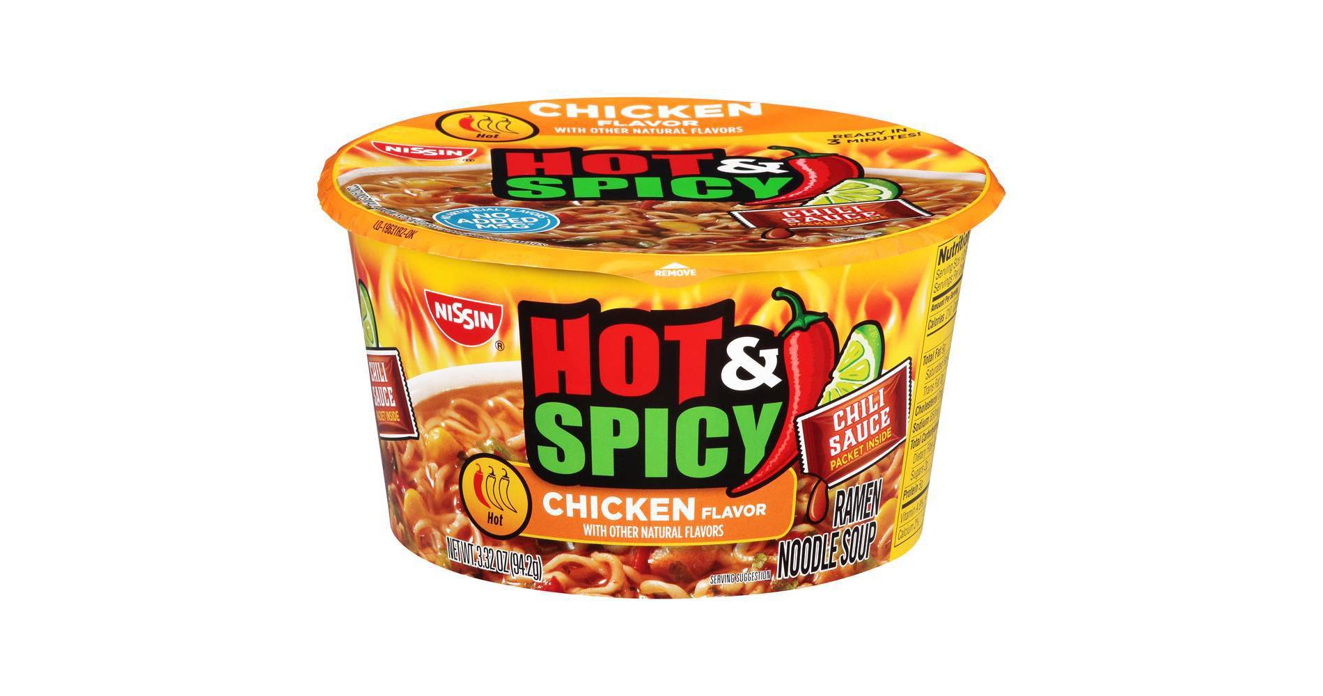 Nissin Foods Hot & Spicy Chicken Bowl Noodles 3.32oz