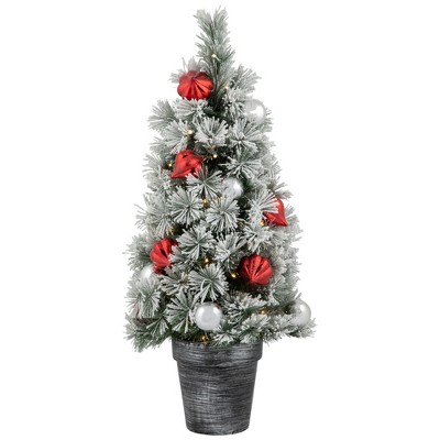 Northlight 2' Pre-lit Potted Snowy Bristle Pine Artificial Christmas ...