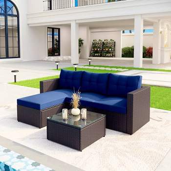 Captiva Designs 3pc Wicker Rattan Outdoor Furniture Set