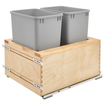 Rev-A-Shelf Wood Pull-Out Single Trash Bin Waste Container with Undermount Soft Close Full Extension Slide System, Natural Maple
