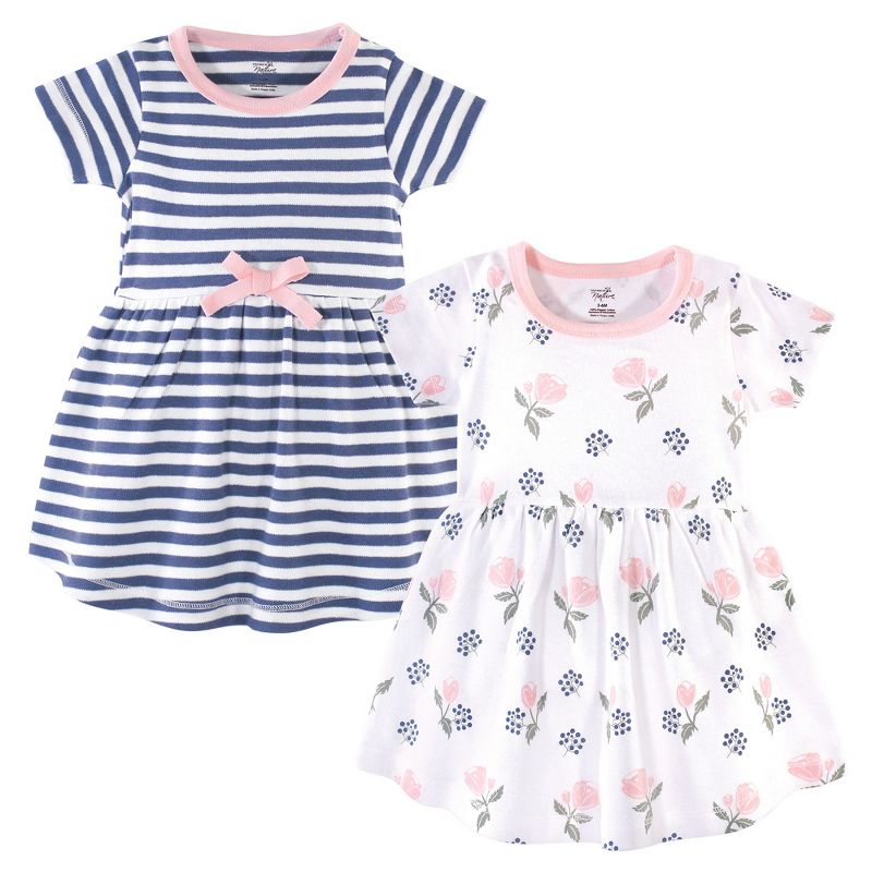 Touched by Nature Baby and Toddler Girl Organic Cotton Short-Sleeve Dresses 2pk, Rose and Berries, 1 of 5