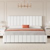Queen Linen Upholstered Platform Bed Frame with 4 Storage Drawers, Adjustable Headboard - 3 of 4