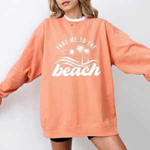 Simply Sage Market Take Me To The Beach Wave Garment Dyed Sweatshirt - S - Terracotta - 1 of 4