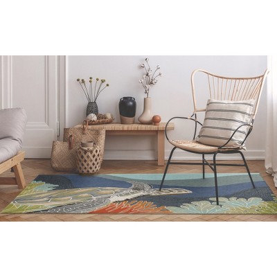 Hand-Tufted Blue Synthetic Rectangular Ocean Rug 3'6" x 5'6"