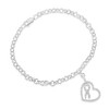 Haus of Brilliance Silver 1/4 Cttw Diamond-Accented Heart and Ribbon Charm Link Chain Bracelet - 2 of 4