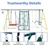 Swing Sets For Backyard, Metal A-Frame Swing Set With Saucer Swing, Belt Swing, Climbing Rope, Climbing Ladder, See Saw - 4 of 4