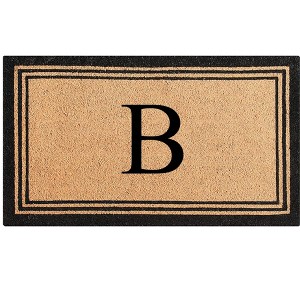A1HC Natural Coir and PVC Backing Classic Border Monogrammed Door Mat, Anti-Shed Entry Doormat - 1 of 4