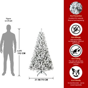 Cesicia Flocked Christmas Tree with 233 Tips, Sturdy Metal Stand, for Home, Office, Apartment Decoration - 1 of 4