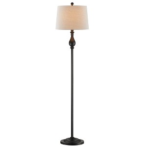 Maxax Black Iron Floor Lamp, 3-Way Traditional Floor Lamp for Living Room, Bedroom, Reading,E26 Base,  Oatmeal Linen Shade - 1 of 4