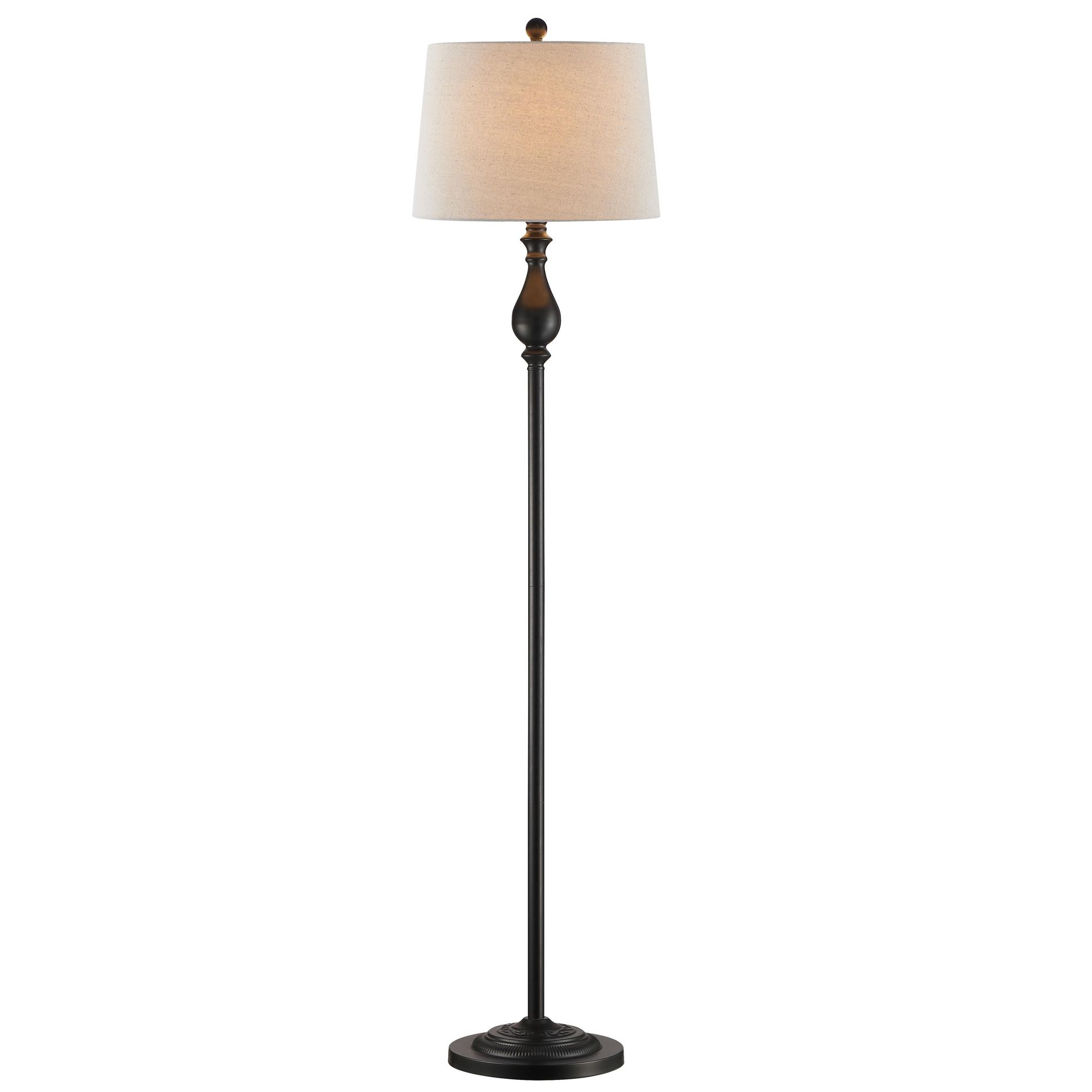 Maxax Black Iron Floor Lamp, 3-Way Traditional Floor Lamp for Living Room, Bedroom, Reading,E26 Base,  Oatmeal Linen Shade