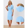 Allegra K Women's V Neck Short Sleeve Work Office Bodycon Midi Sheath Dress - 2 of 4